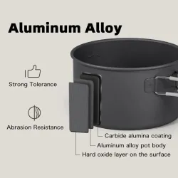 Ensemble de casseroles en aluminium NATUREHIKE - Antiadhésives, portables, pour le camping et les pique-niques